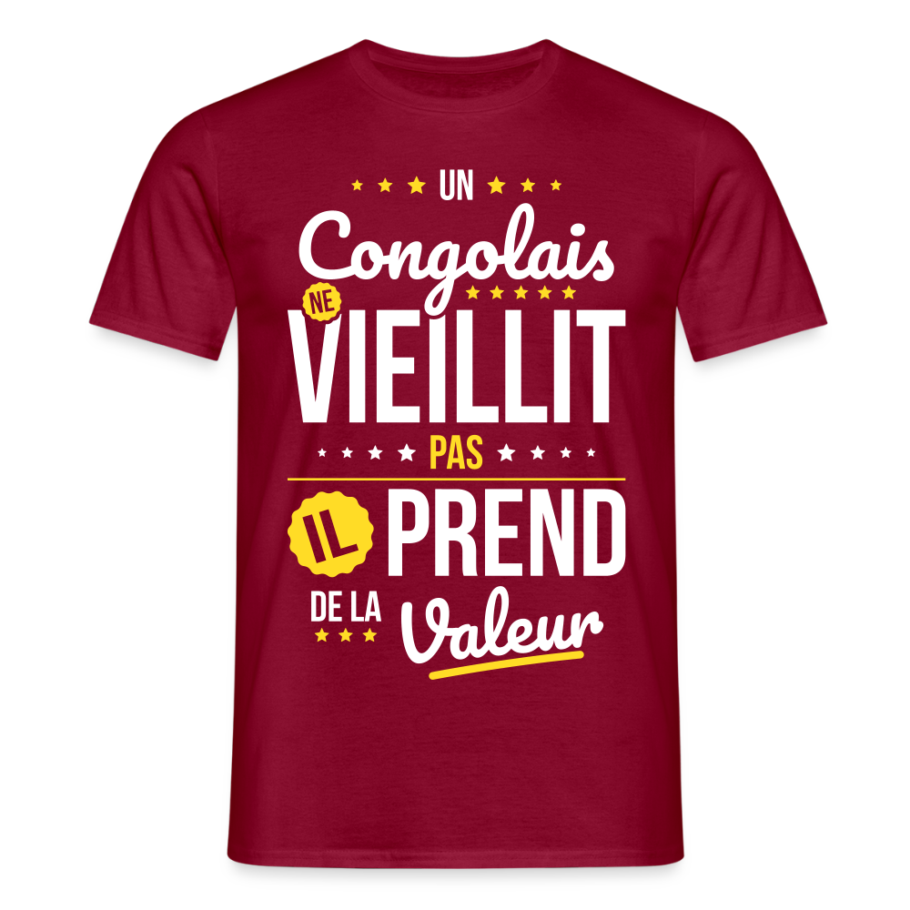 T-shirt Homme - Un Congolais ne vieillit pas - rouge brique