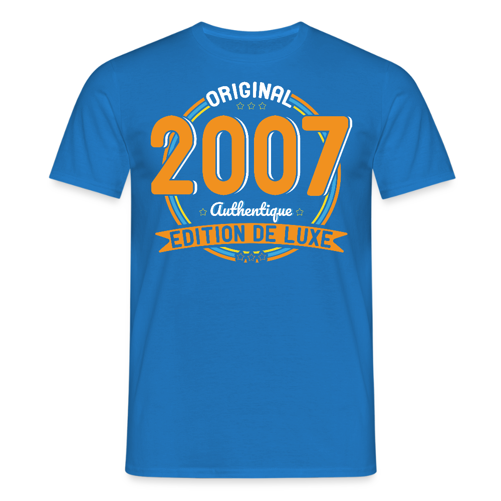 T-shirt Homme - Anniversaire 18 Ans - Original 2007 Authentique - bleu royal