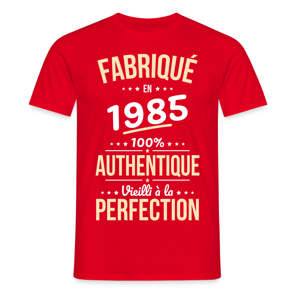 T-shirt Homme - Anniversaire 40 Ans - Fabriqué en 1985 - rouge