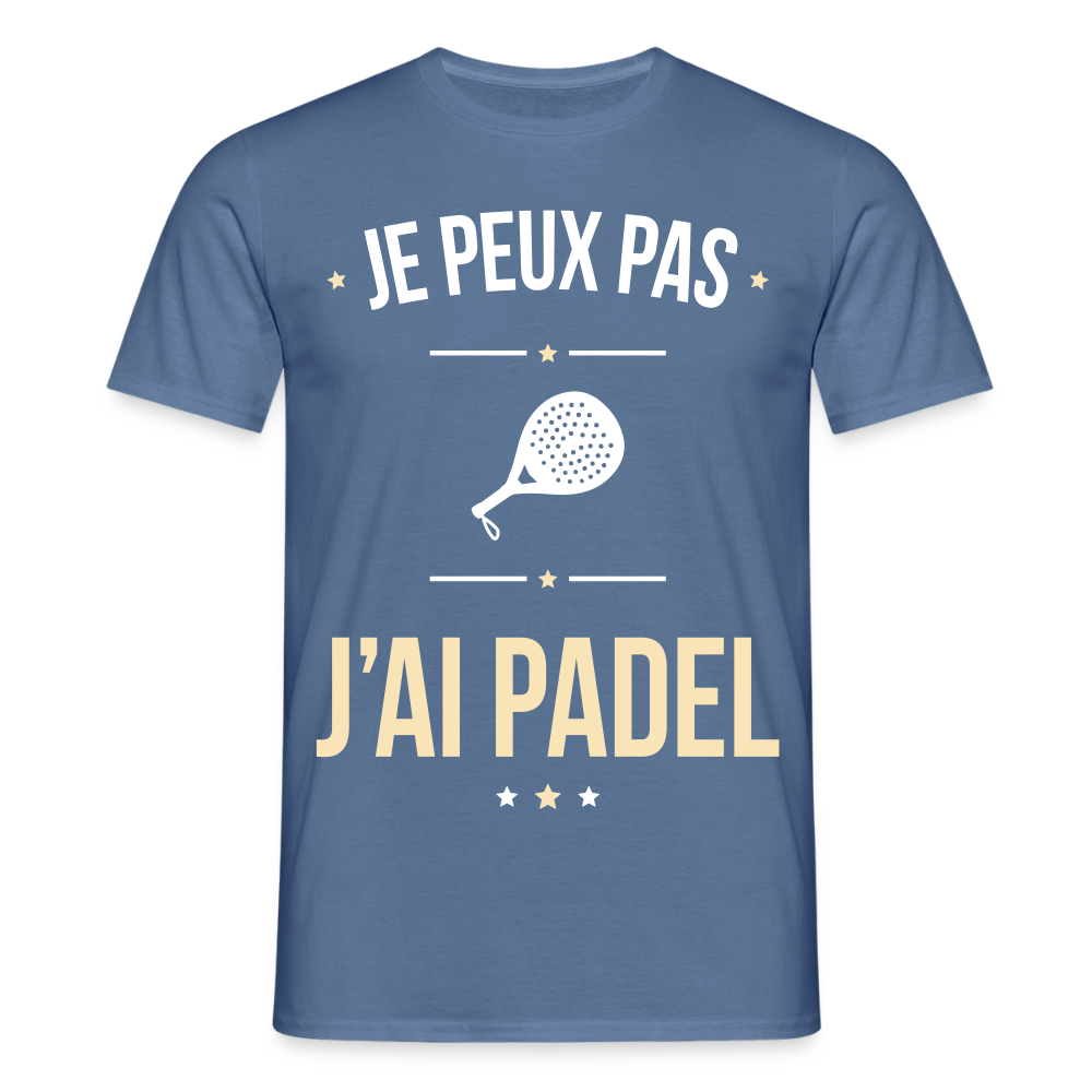 T-shirt Homme - Je peux pas j'ai Padel - bleu pigeon