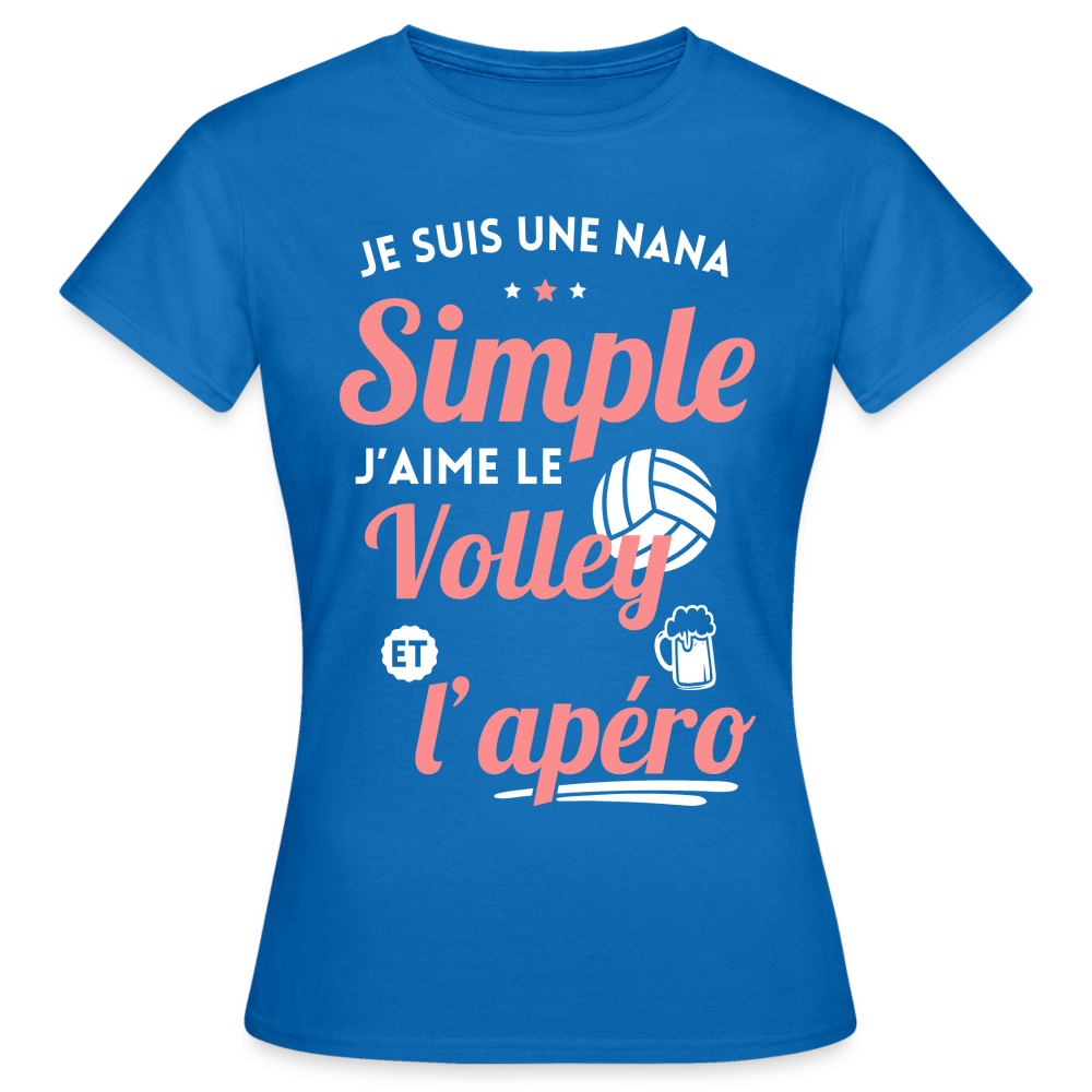 T-shirt Femme - J'aime le volley et l'apéro - bleu royal