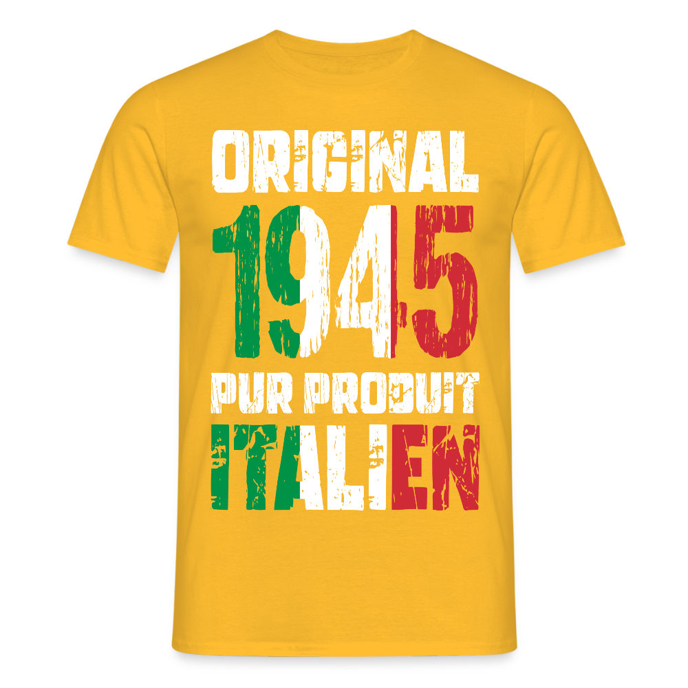 T-shirt Homme - Anniversaire 80 Ans - Original 1945 - Pur produit Italien - jaune