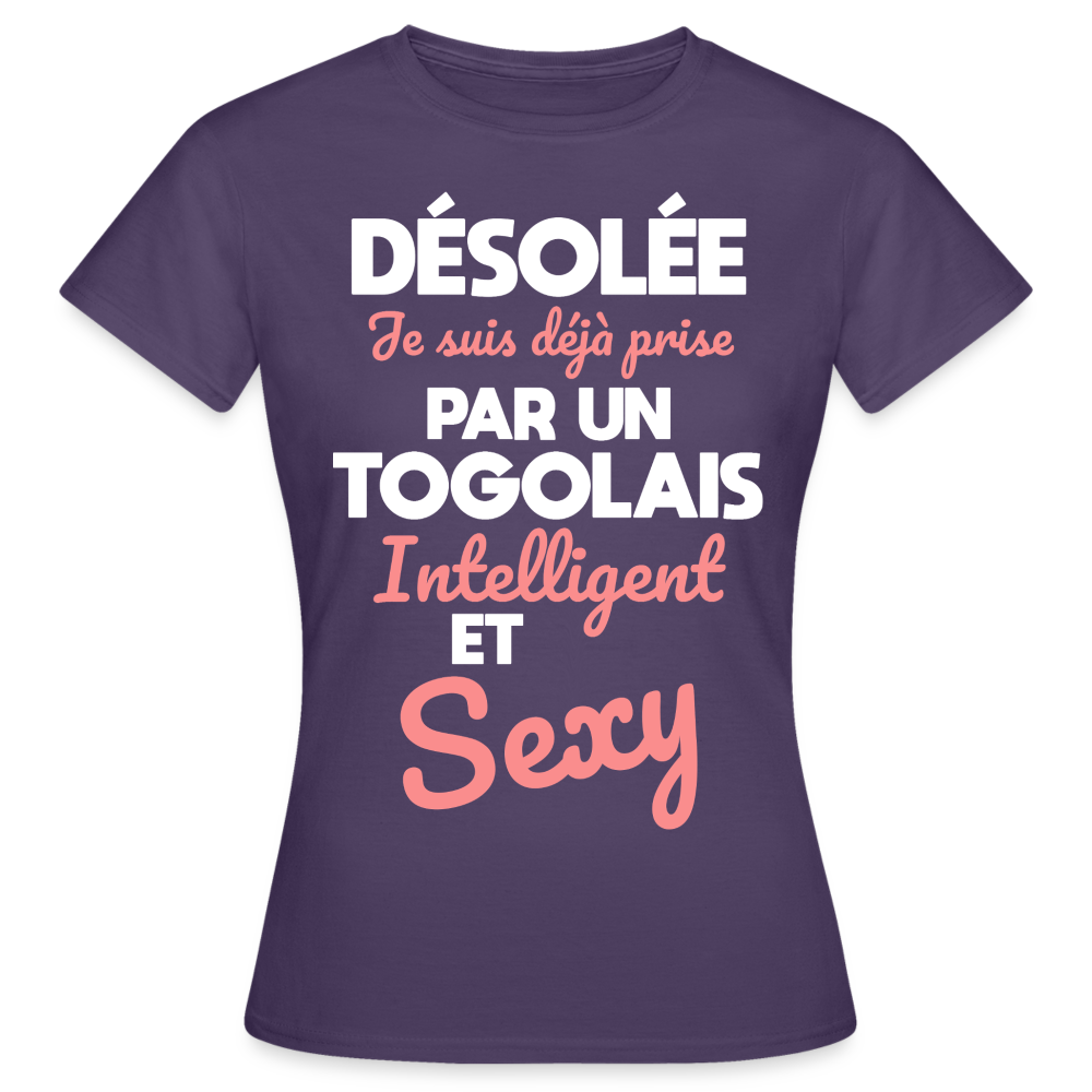 T-shirt Femme - Je suis déjà prise par un Togolais intelligent et sexy - violet foncé
