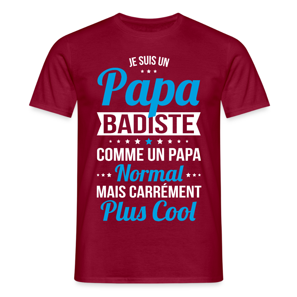T-shirt Homme - Papa badiste plus cool - rouge brique