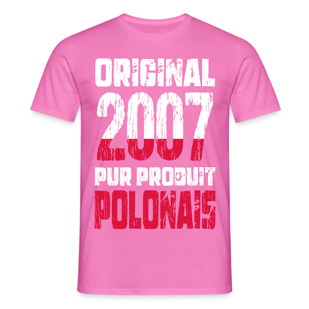 T-shirt Homme - Anniversaire 18 Ans - Original 2007 - Pur produit Polonais - rose