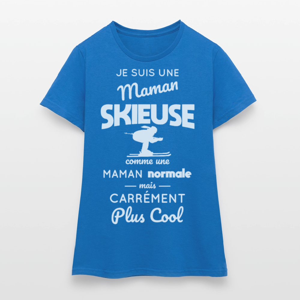 T-shirt Femme - Maman skieuse plus cool - bleu royal