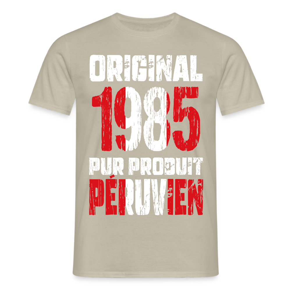 T-shirt Homme - Anniversaire 40 Ans - Original 1985 - Pur produit Péruvien - beige sable
