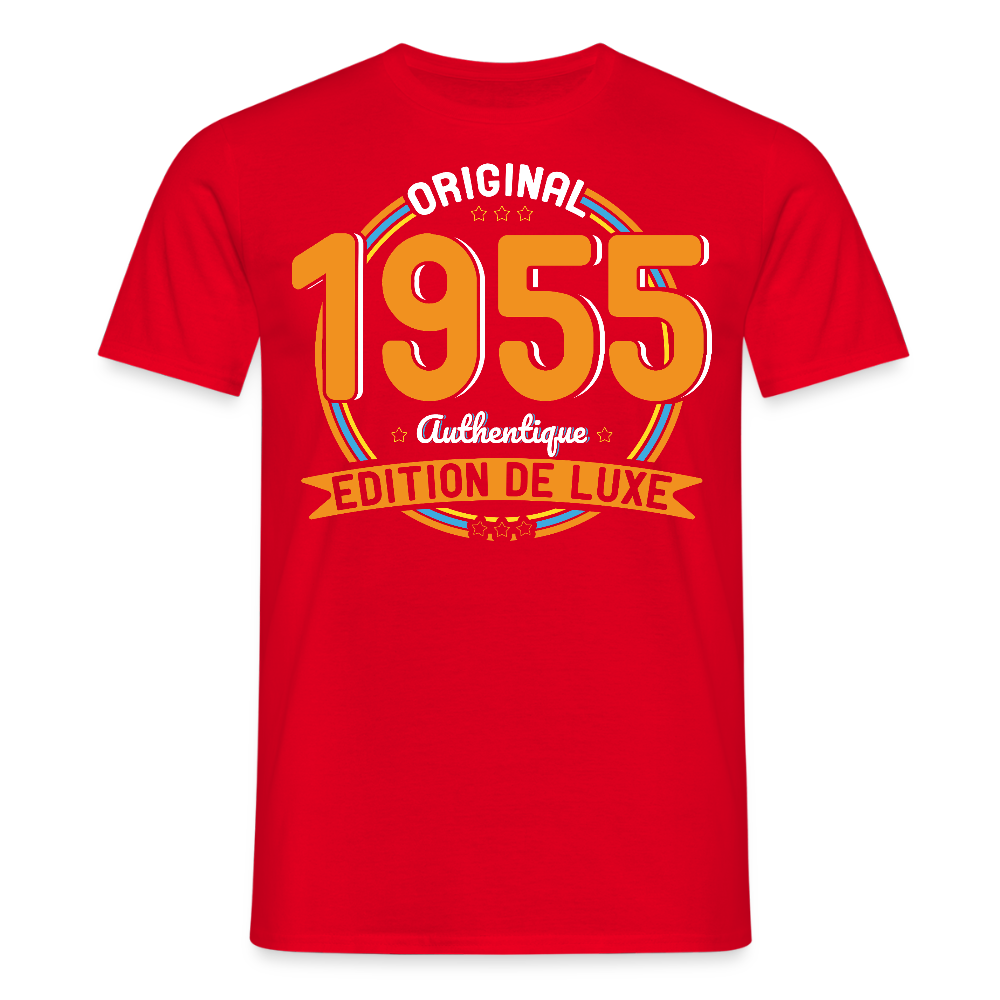 T-shirt Homme - Anniversaire 70 Ans - Original 1955 Authentique - rouge