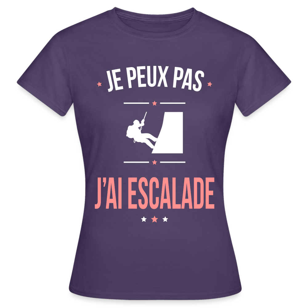 T-shirt Femme - Je peux pas j'ai Escalade - violet foncé
