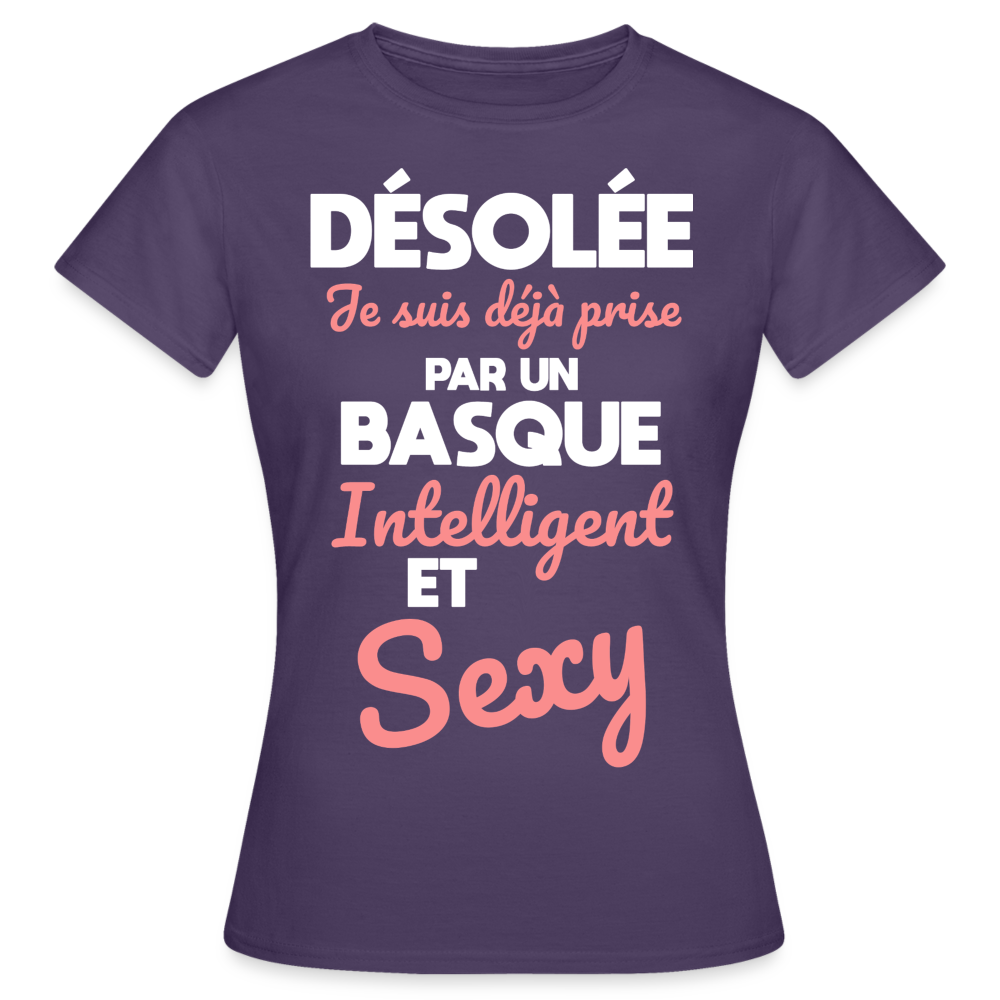 T-shirt Femme - Je suis déjà prise par un Basque intelligent et sexy - violet foncé