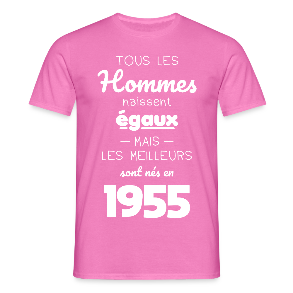 T-shirt Homme - Anniversaire 70 Ans - Les meilleurs sont nés en 1955 - rose