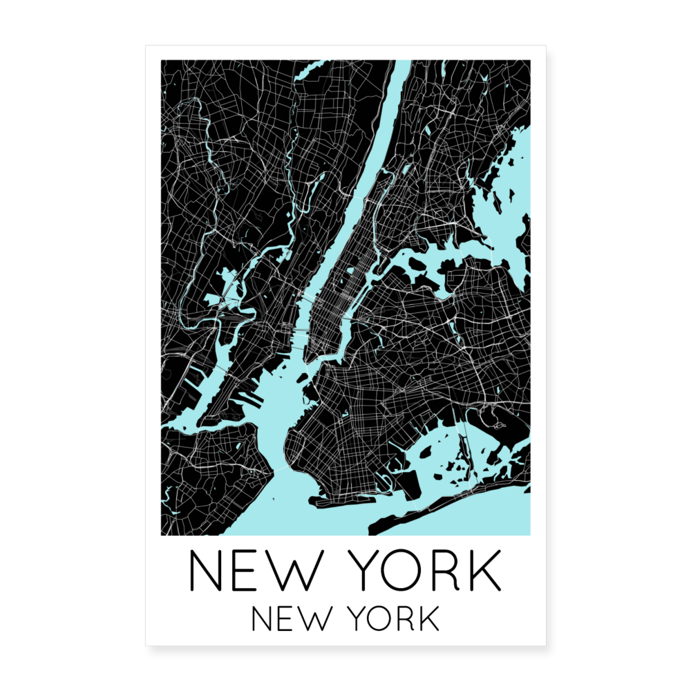 Poster New York - Plan New York - 40 x 60 cm - blanc