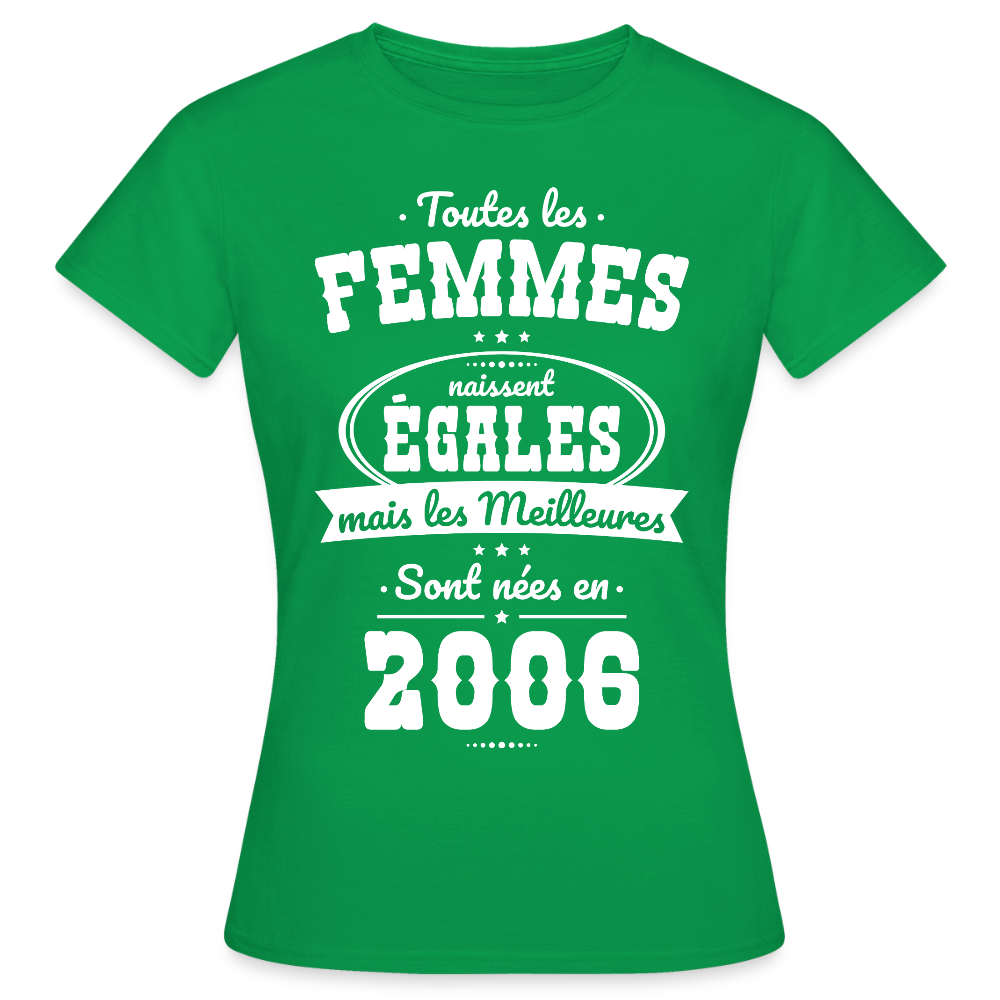 T-shirt anniversaire femme 20 ans – Les meilleures sont nées en 2006 - vert