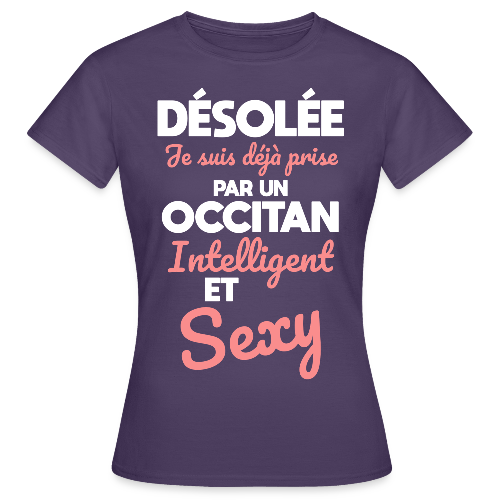 T-shirt Femme - Je suis déjà prise par un Occitan intelligent et sexy - violet foncé