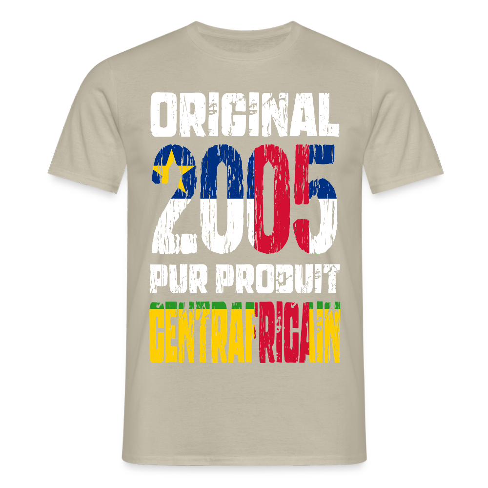 T-shirt Homme - Anniversaire 20 Ans - Original 2005 - Pur produit Centrafricain - beige sable