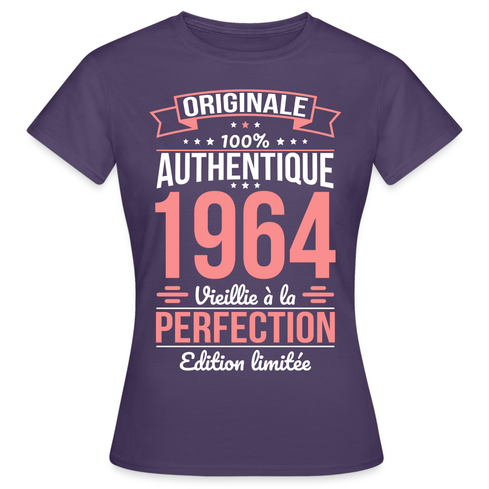 T-shirt Femme - Anniversaire 61 Ans - Originale 1964 - violet foncé