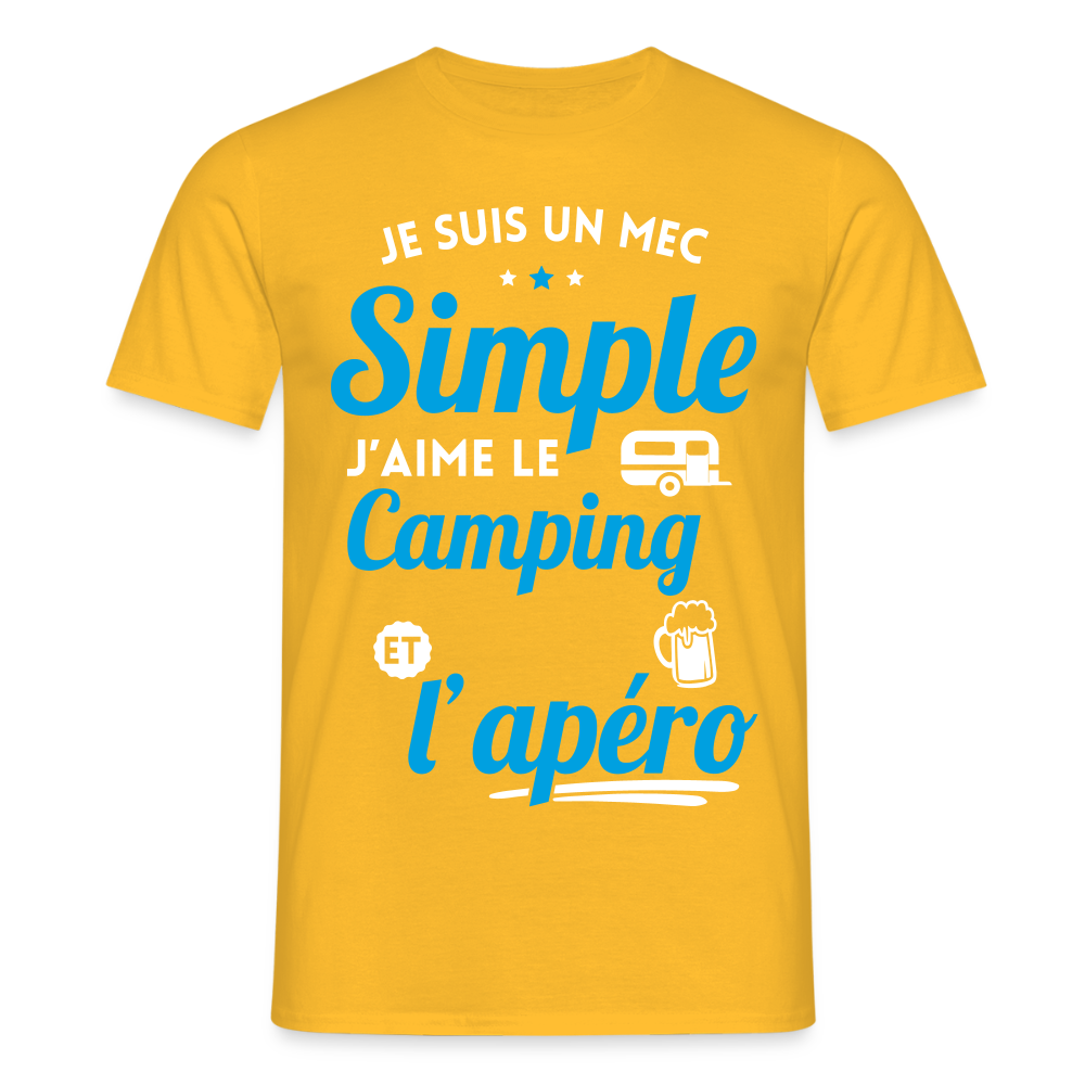T-shirt Homme - J'aime le camping et l'apéro - jaune