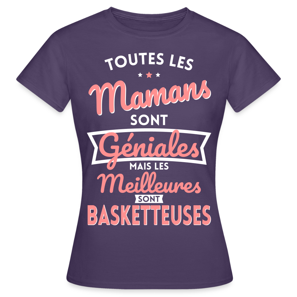 T-shirt Femme - Mamans géniales - Les meilleures sont basketteuses - violet foncé