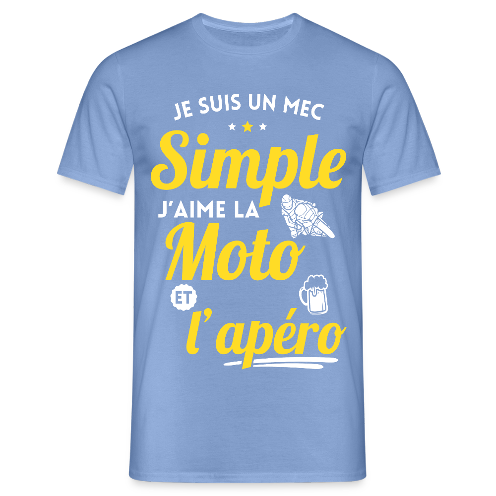 T-shirt Homme - J'aime la moto et l'apéro - carolina blue