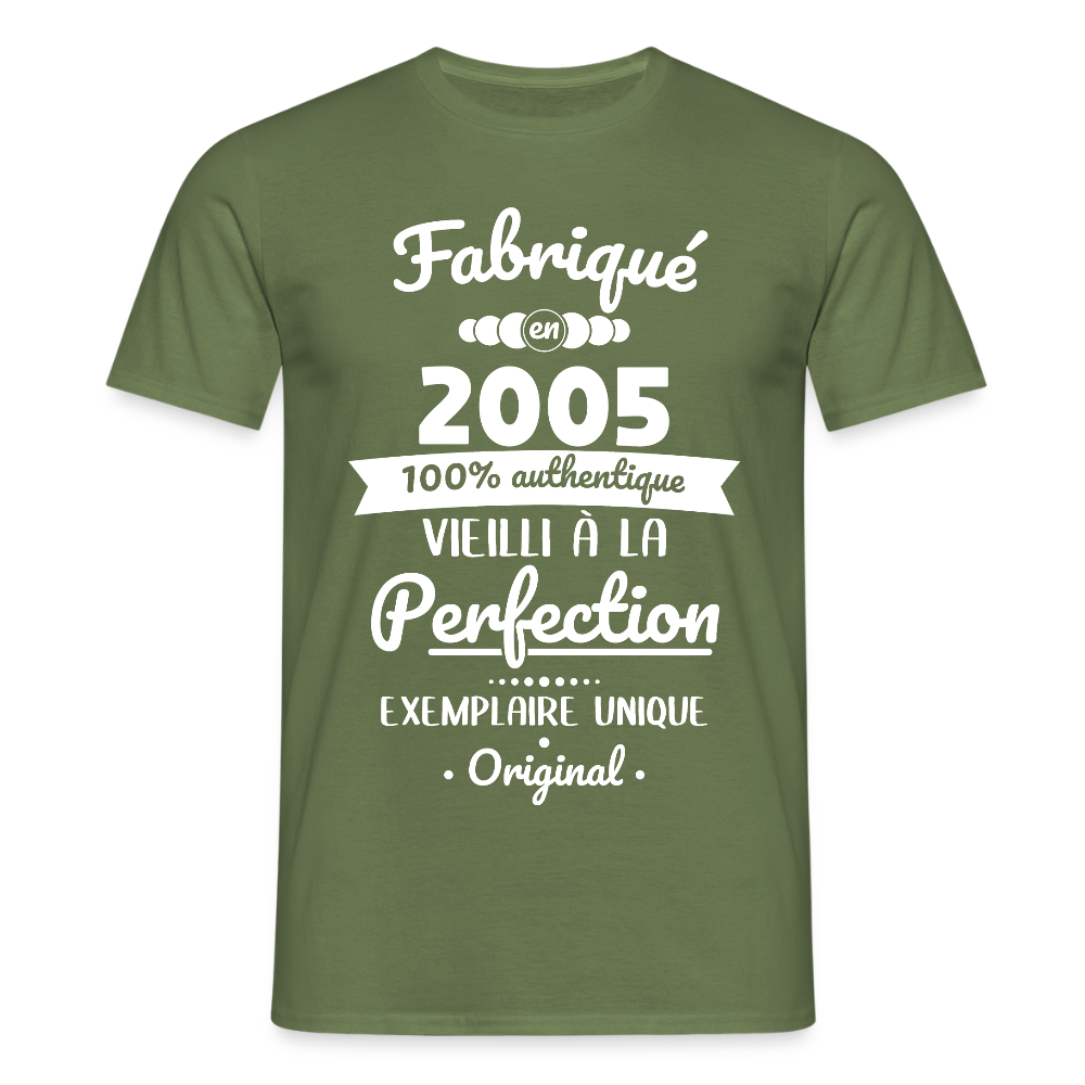 T-shirt Homme - Anniversaire 20 Ans - Fabriqué en 2005 - vert militaire