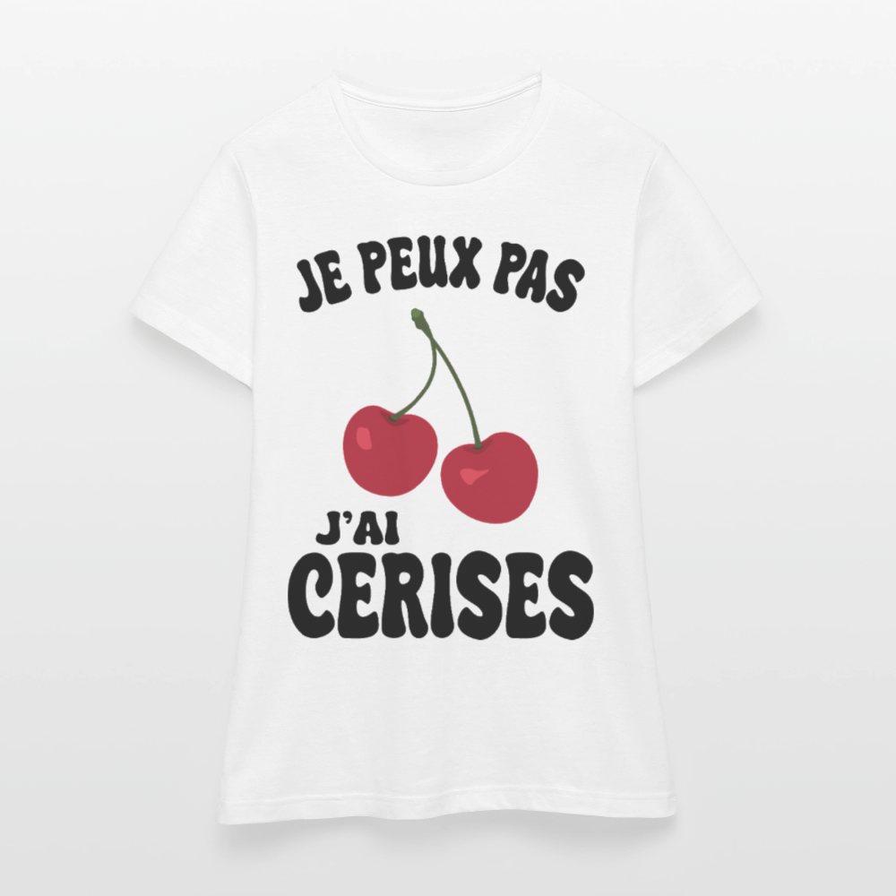 T-shirt Femme - Je peux pas j'ai cerises - blanc