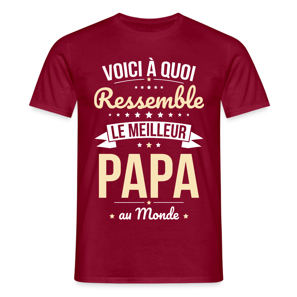 T-shirt Homme - Voici à quoi ressemble le meilleur Papa au Monde - rouge brique