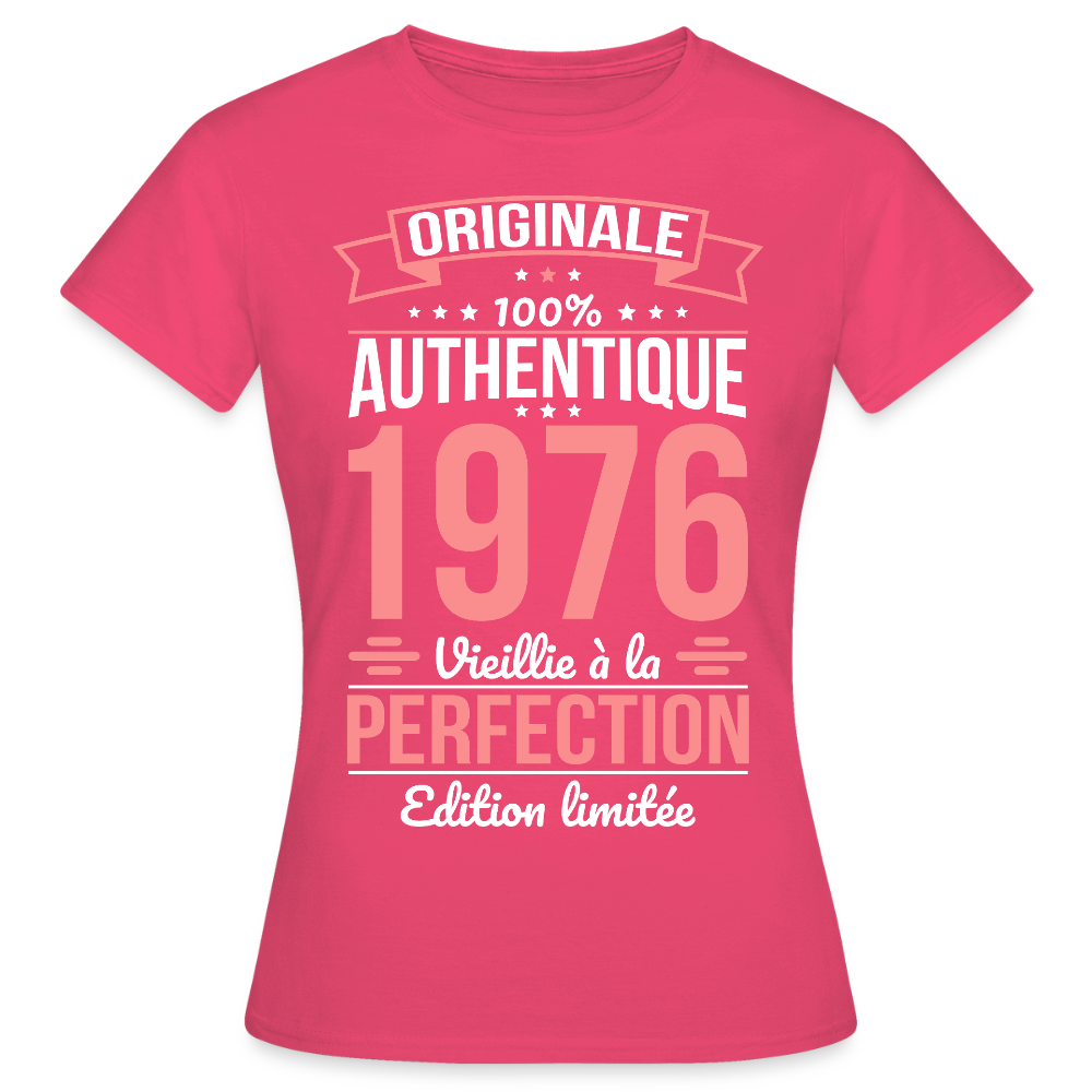 T-shirt anniversaire femme 50 ans – Originale 1976 - rose azalée