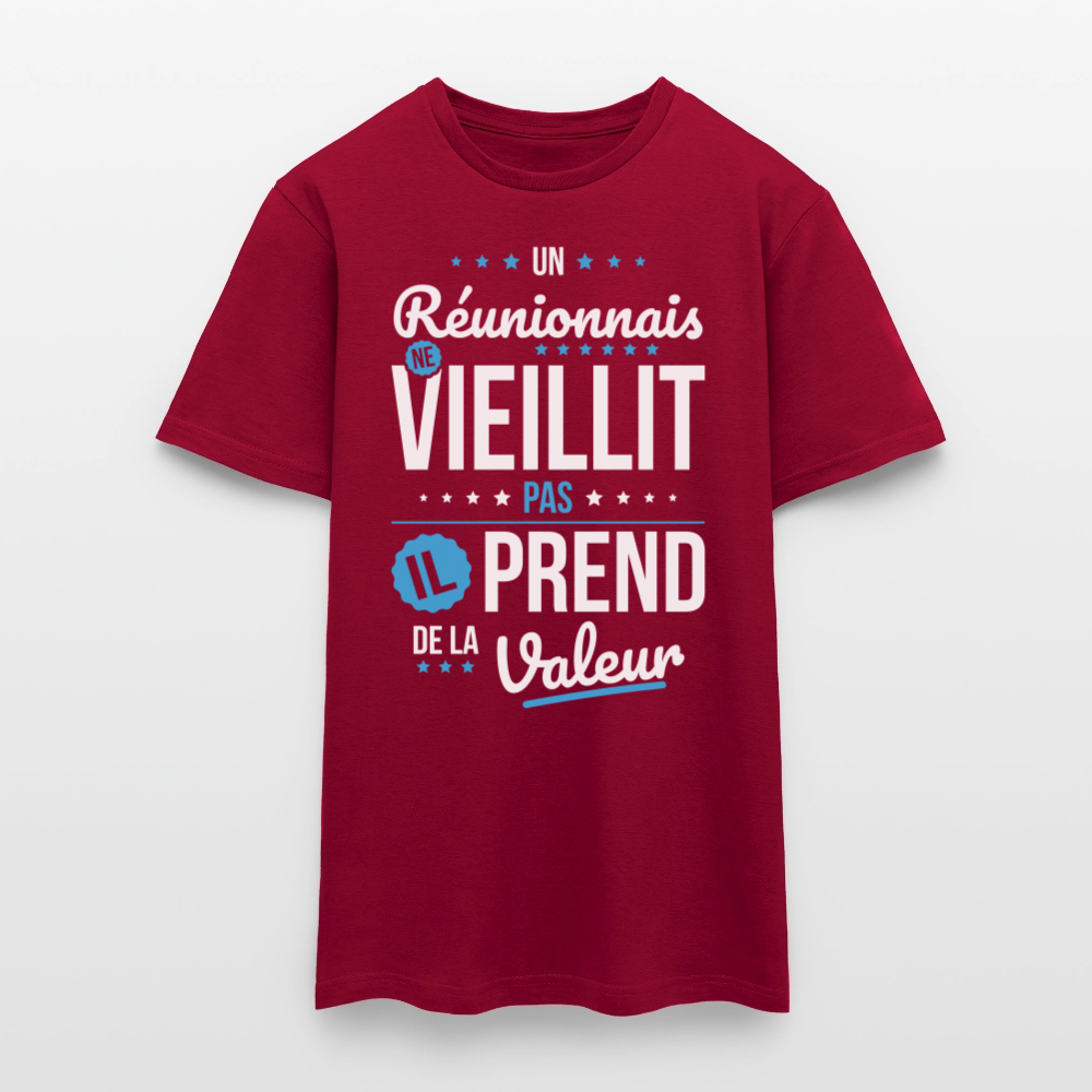 T-shirt Homme - Un Réunionnais ne vieillit pas - rouge brique