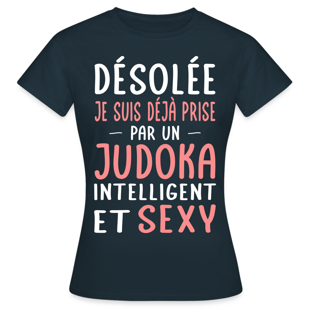 T-shirt Femme - Je suis prise par un judoka intelligent et sexy - marine