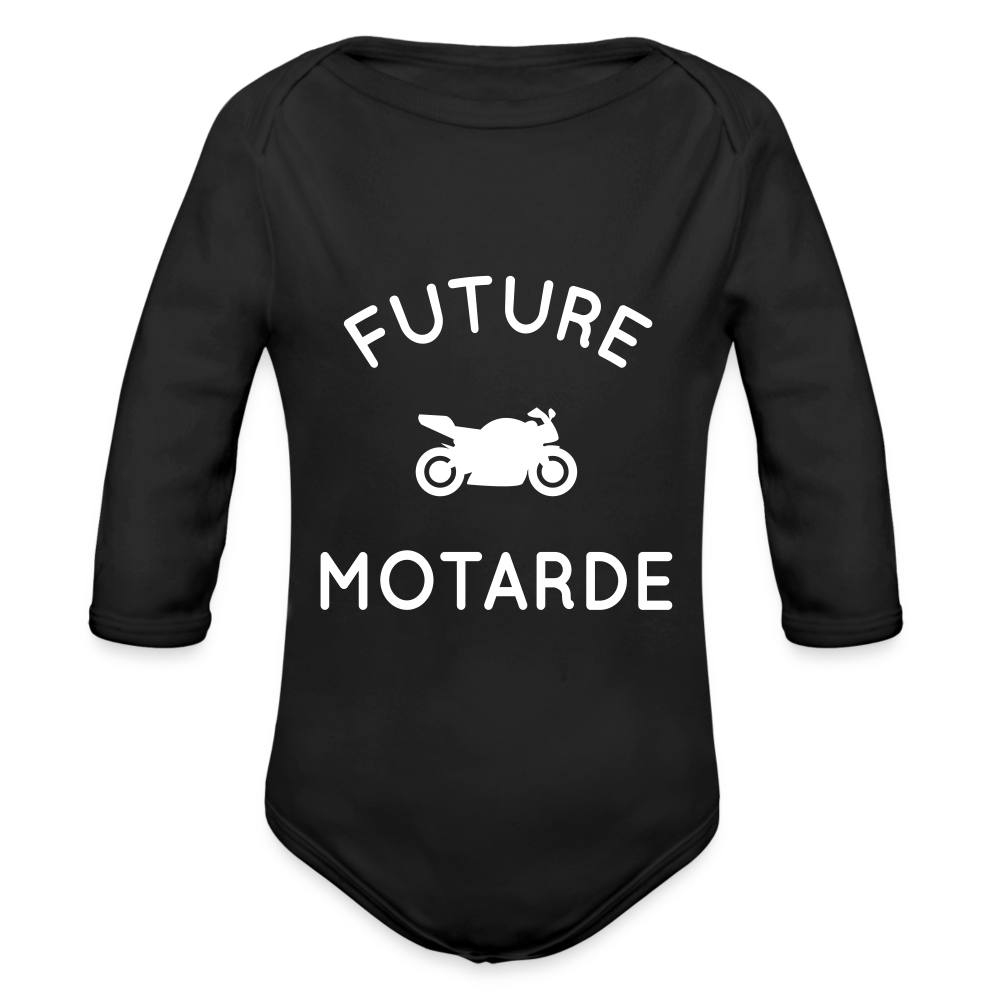 Body Bébé bio manches longues - Future motarde - noir