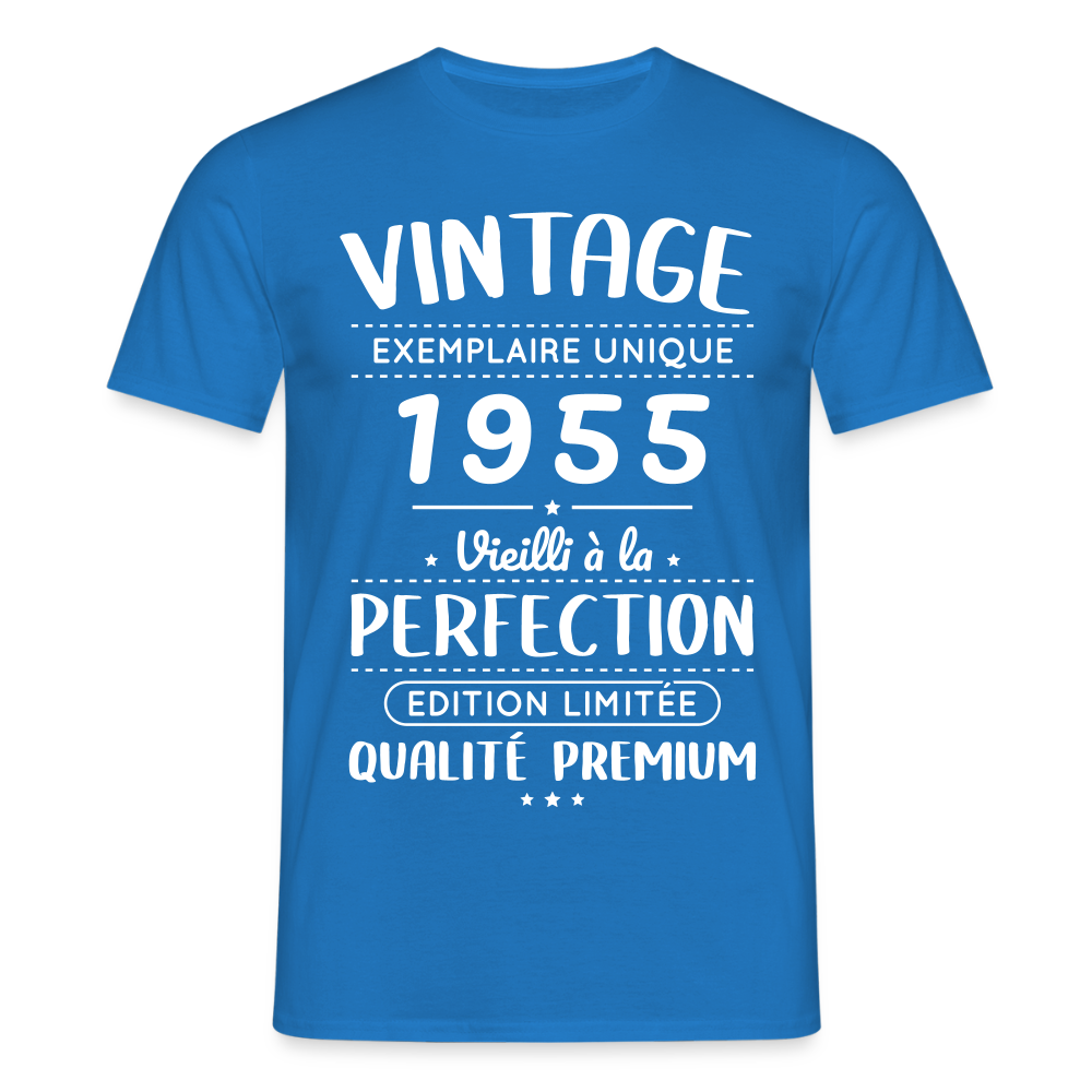 T-shirt Homme - Anniversaire 70 Ans - Vintage 1955 - bleu royal
