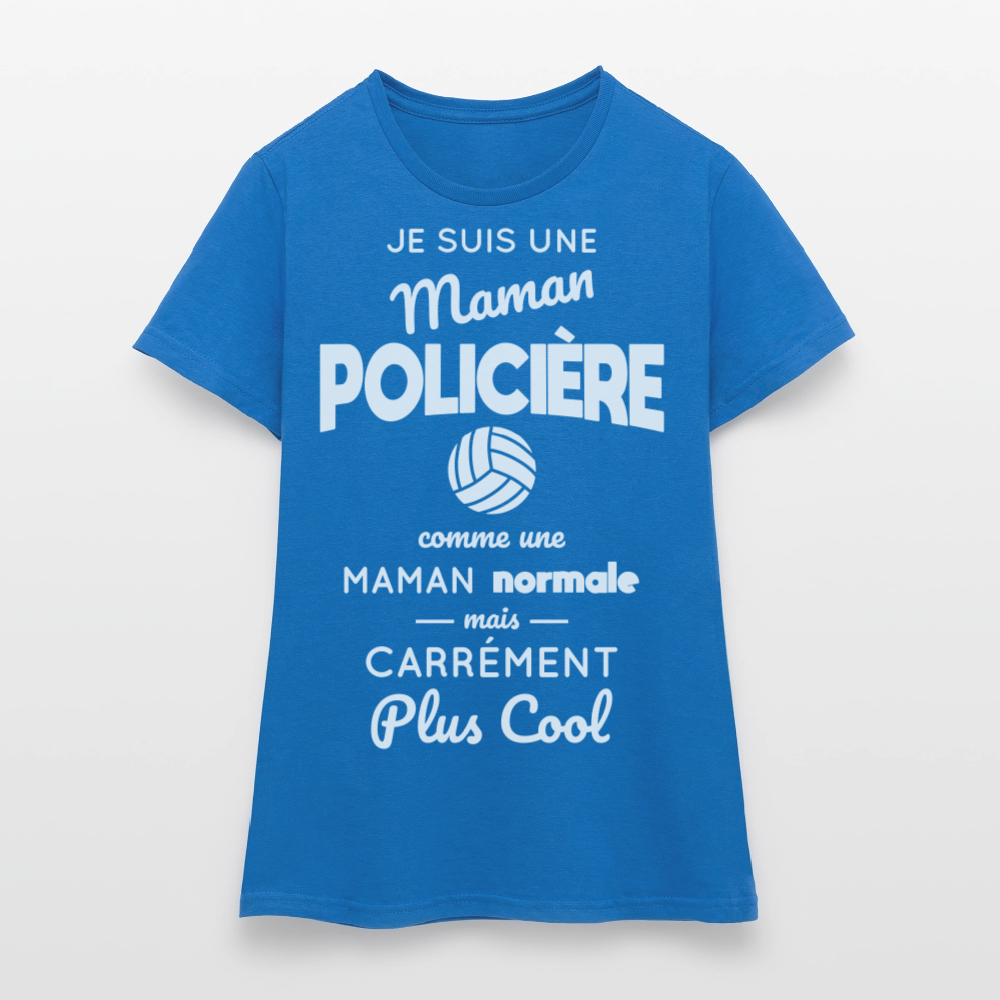 T-shirt Femme - Maman policière plus cool - bleu royal