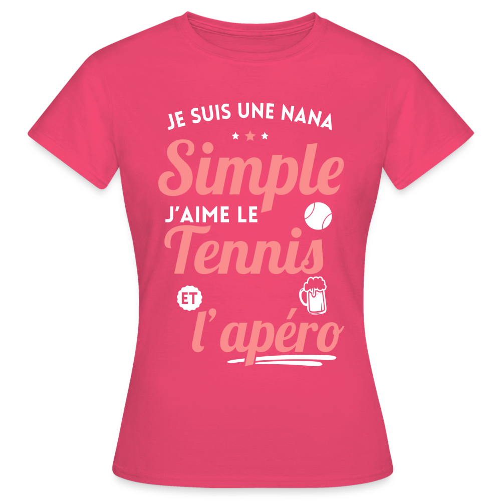 T-shirt Femme - J'aime le tennis et l'apéro - rose azalée