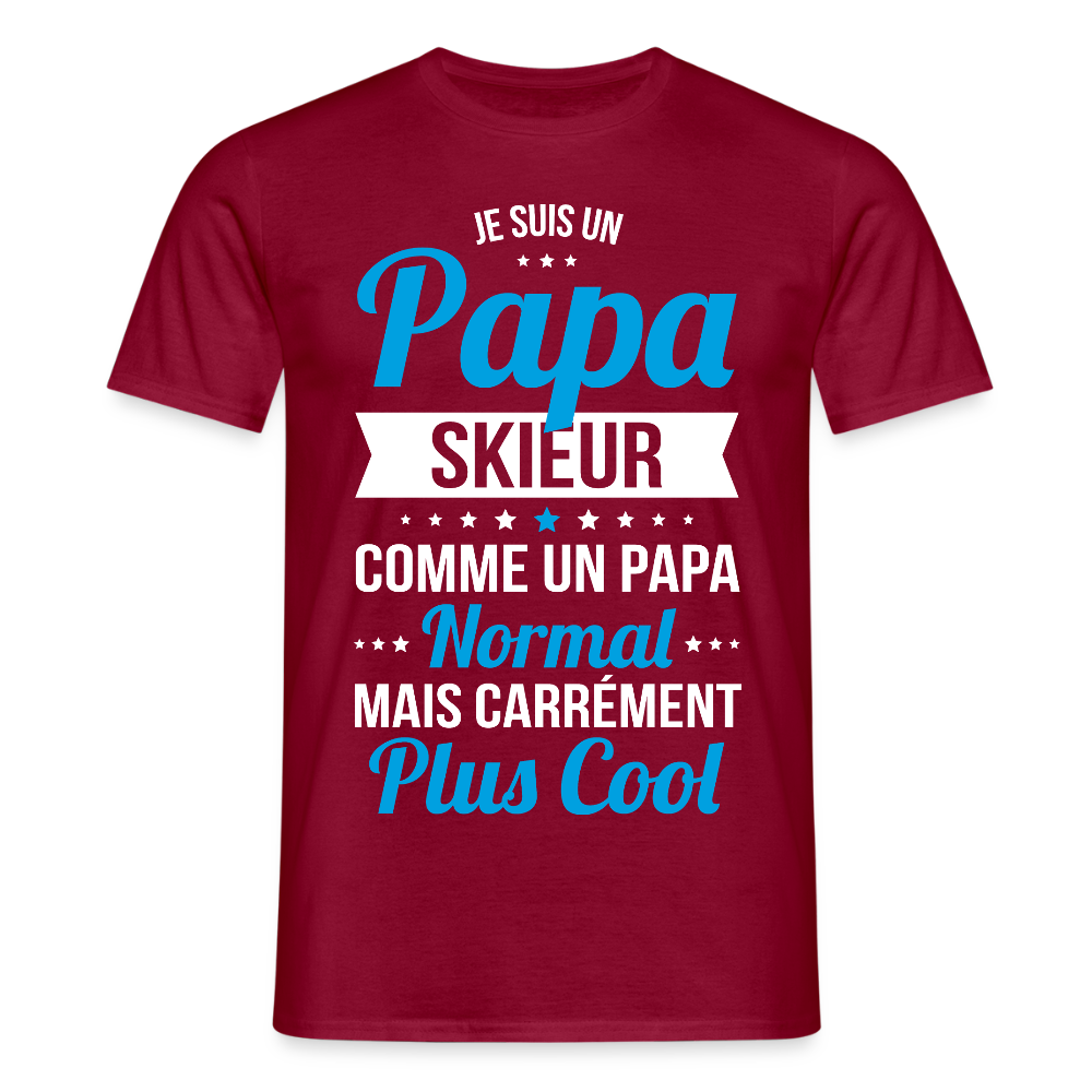 T-shirt Homme - Papa skieur plus cool - rouge brique