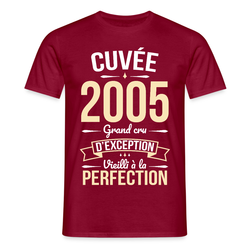 T-shirt Homme - Anniversaire 20 Ans - Cuvée 2005 - rouge brique