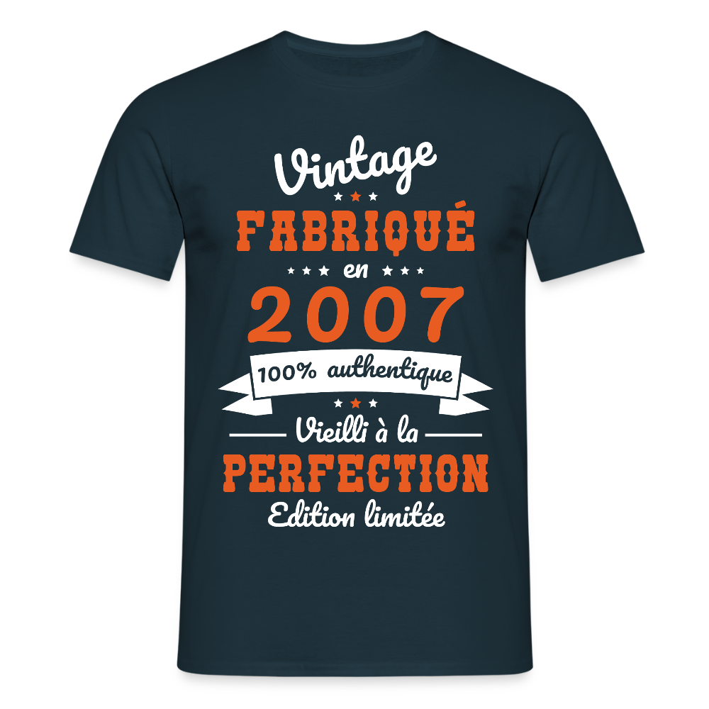 T-shirt Homme - Anniversaire 18 Ans - Vintage fabriqué en 2007 - marine