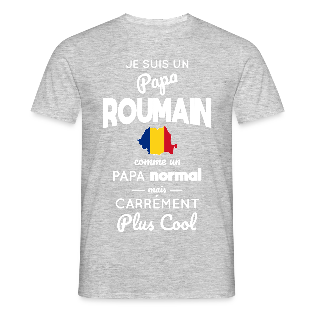 T-shirt Homme - Papa Roumain Plus Cool - gris chiné