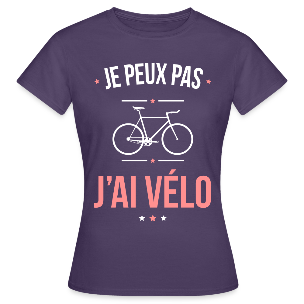 T-shirt Femme - Je peux pas j'ai Vélo - violet foncé