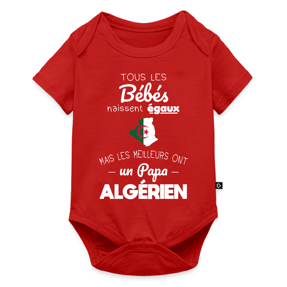 Body Bébé bio manches courtes - Les Meilleurs Ont Un Papa Algérien - rouge