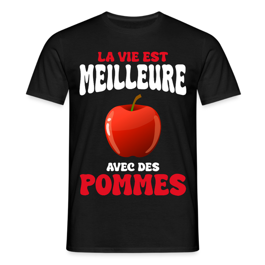 T-shirt Homme - La vie est meilleure avec des pommes - noir