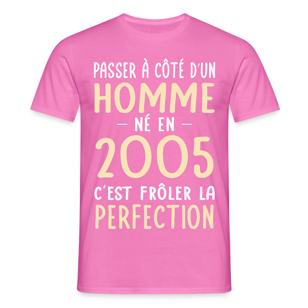 T-shirt Homme - Anniversaire 20 Ans - Né en 2005 - Frôler la perfection - rose