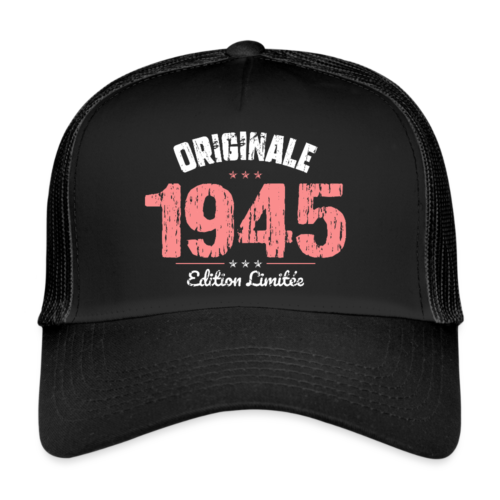 Casquette Trucker - Anniversaire 80 Ans - Originale 1945 - noir/noir