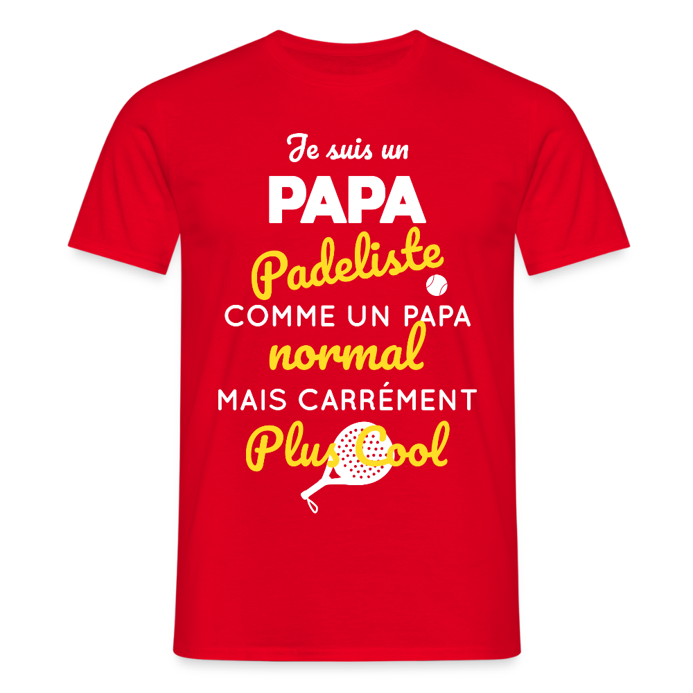T-shirt Homme - Papa Padeliste Plus Cool - rouge