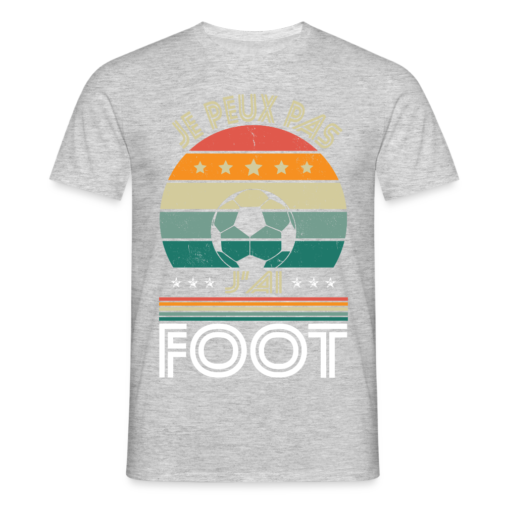 T-shirt Homme - Je peux pas j'ai Foot - gris chiné