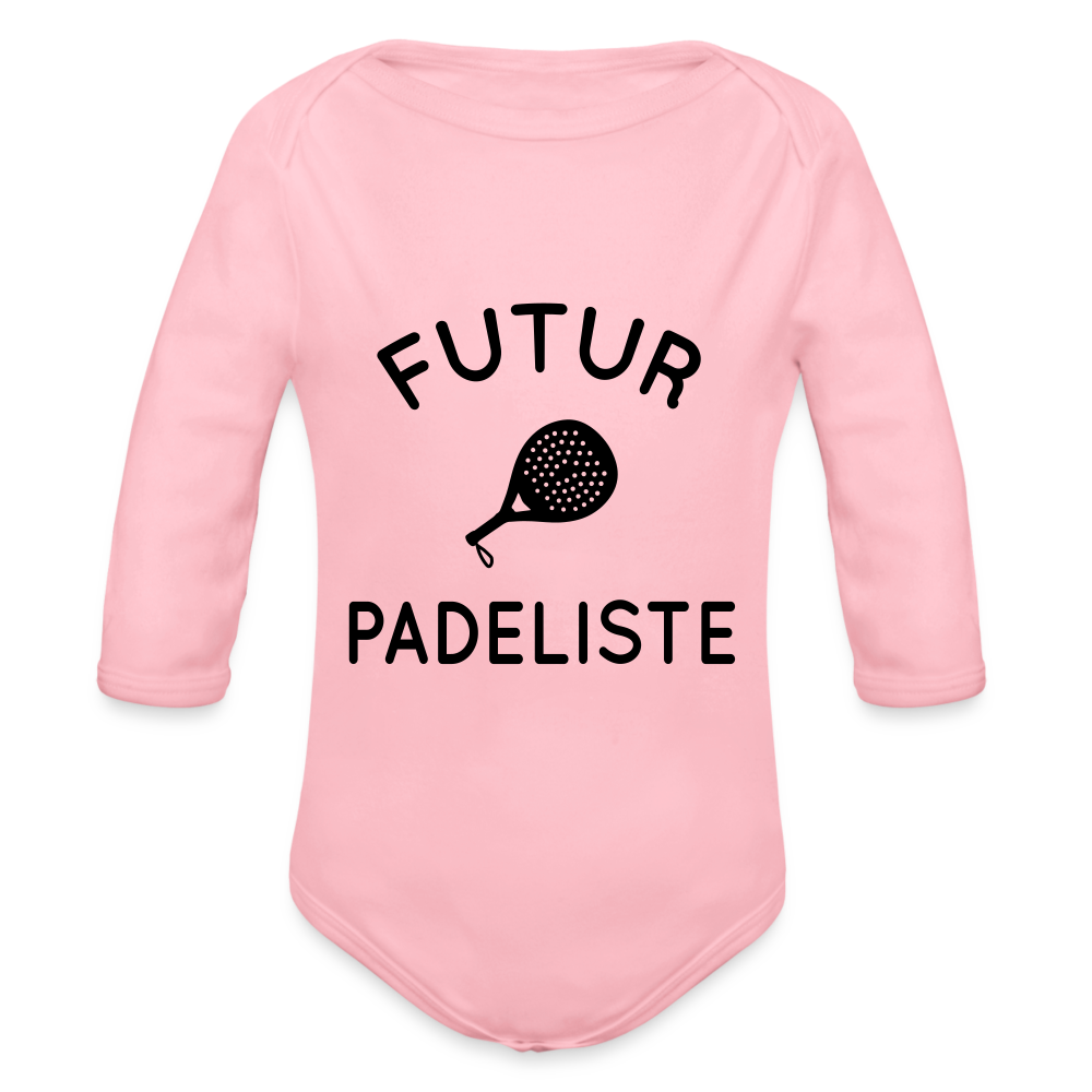 Body Bébé bio manches longues - Futur padeliste - rose clair