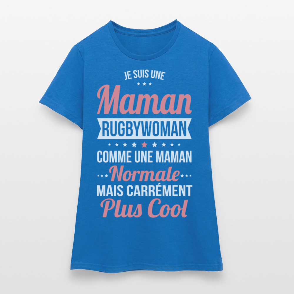 T-shirt Femme - Maman rugbywoman plus cool - bleu royal
