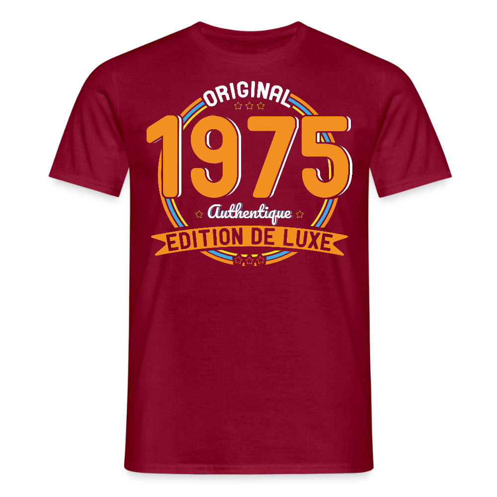 T-shirt Homme - Anniversaire 50 Ans - Original 1975 Authentique - rouge brique