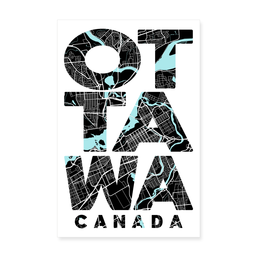 Poster Ottawa - Plan Ottawa - 20 x 30 cm - blanc