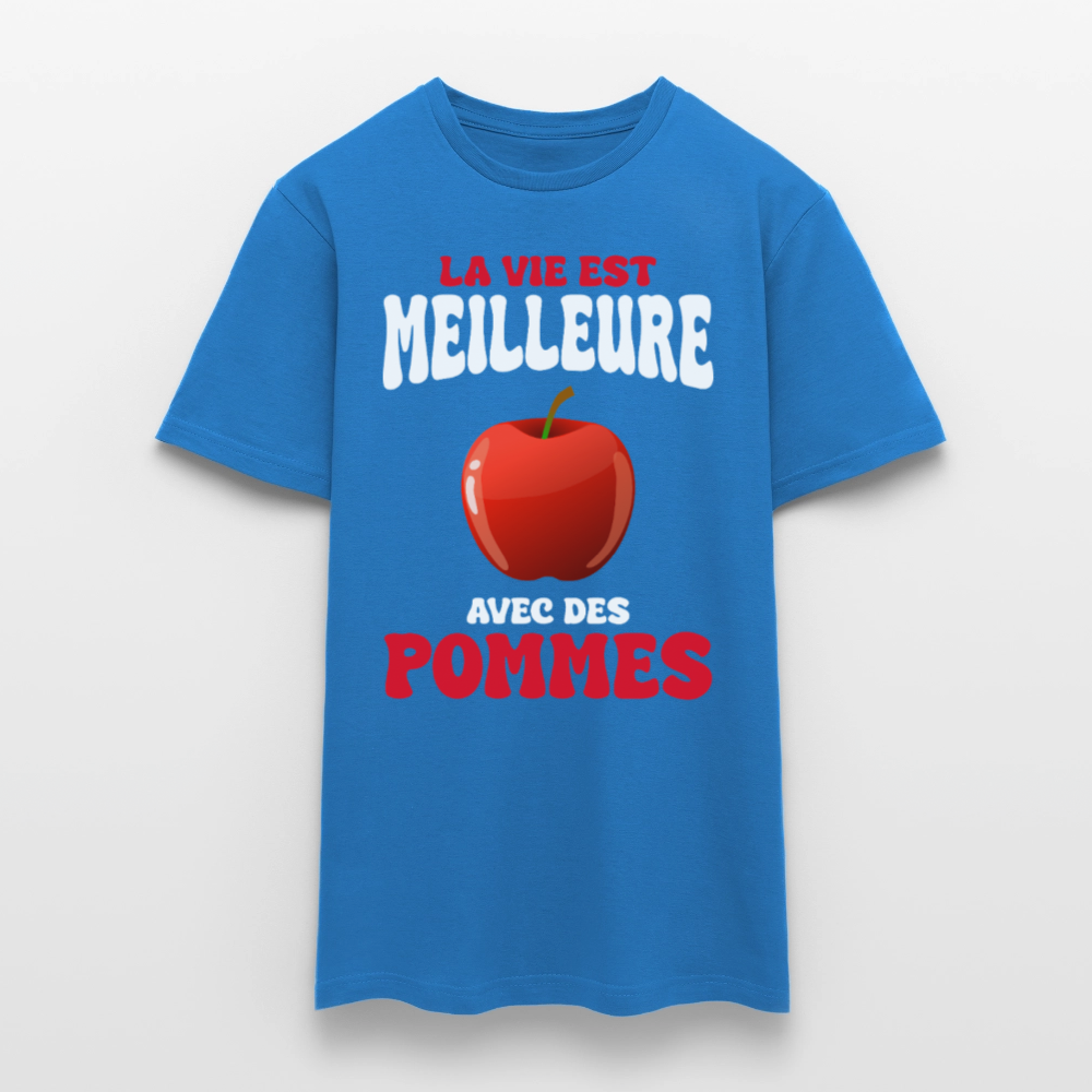 T-shirt Homme - La vie est meilleure avec des pommes - bleu royal