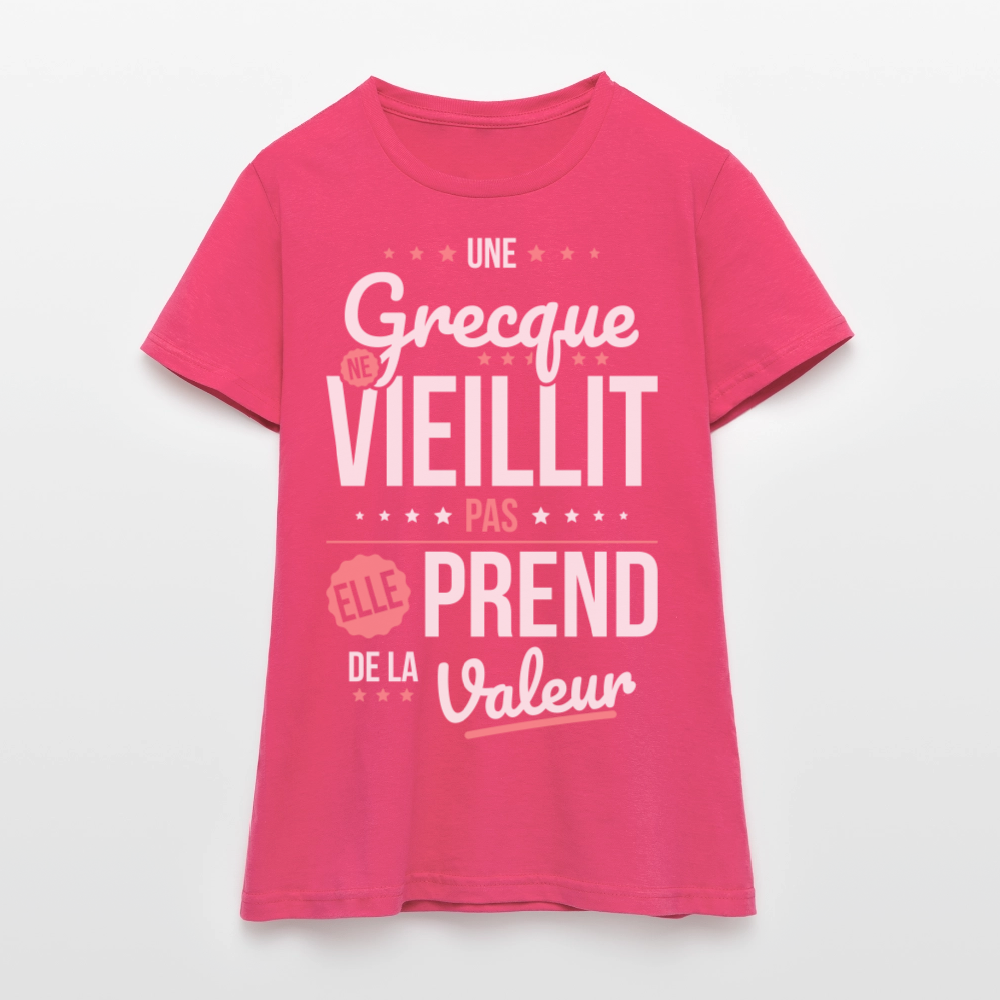 T-shirt Femme - Une Grecque ne vieillit pas - rose azalée
